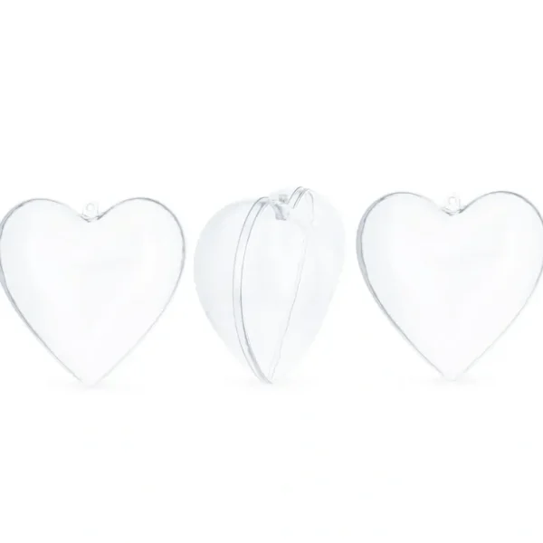 Set Of 3 Clear Plastic Hearts Ornaments 2.45 Inches (62 Mm) - CaringForTots - Professional Baby and Children's Products | Caring for Growth, Caring for Every Moment* Christmas Tree Ornaments
