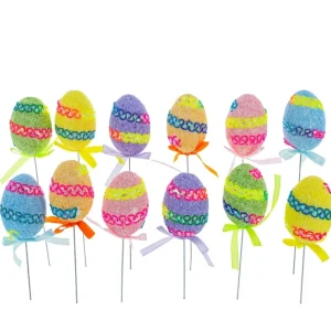 Set Of 12 Colorful Easter Egg Picks - CaringForTots - Professional Baby and Children's Products | Caring for Growth, Caring for Every Moment* Picks
