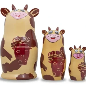 Set Of 3 Cow Family Nesting Doll 5.5 Inches - CaringForTots - Professional Baby and Children's Products | Caring for Growth, Caring for Every Moment* Animals