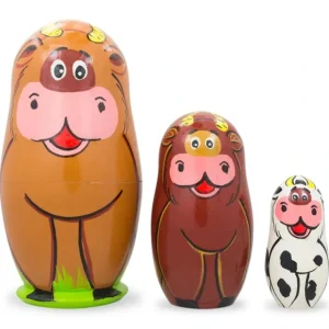 Set Of 3 Cows Wooden Nesting Dolls 4.25 Inches - CaringForTots - Professional Baby and Children's Products | Caring for Growth, Caring for Every Moment* Animals