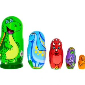Set Of 5 Dinosaurs Wooden Nesting Dolls 6 Inches - CaringForTots - Professional Baby and Children's Products | Caring for Growth, Caring for Every Moment* Animals