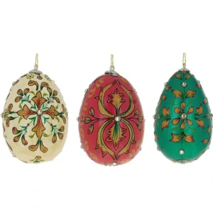 Set Of 3 Embossed Wooden Egg Ornaments - CaringForTots - Professional Baby and Children's Products | Caring for Growth, Caring for Every Moment* Ornaments