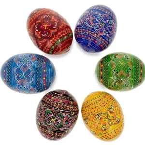 Set Of 6 Geometric Ukrainian Pysanky Wooden Easter Eggs 2.25 Inches - CaringForTots - Professional Baby and Children's Products | Caring for Growth, Caring for Every Moment* Set of 3+
