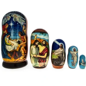 Set Of 5 Jesus Is Born Nativity Scene Nesting Dolls Matryoshka - CaringForTots - Professional Baby and Children's Products | Caring for Growth, Caring for Every Moment* Religious