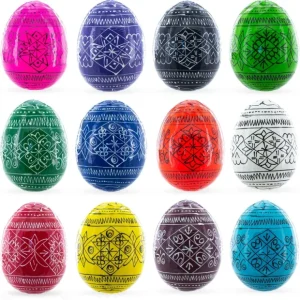 Set Of 12 Multicolored Hand Painted Ukrainian Wooden Easter Eggs 2.5 Inches - CaringForTots - Professional Baby and Children's Products | Caring for Growth, Caring for Every Moment* Set of 3+