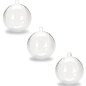 Set Of 3 Openable Fillable Clear Plastic Ball Christmas Ornaments Diy Craft 4 Inches - CaringForTots - Professional Baby and Children's Products | Caring for Growth, Caring for Every Moment* Christmas Tree Ornaments