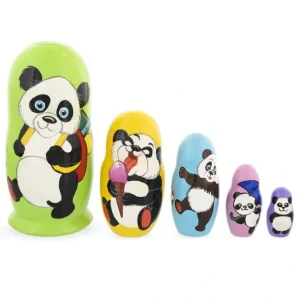 Set Of 5 Panda Wooden Nesting Dolls 6 Inches - CaringForTots - Professional Baby and Children's Products | Caring for Growth, Caring for Every Moment* Animals