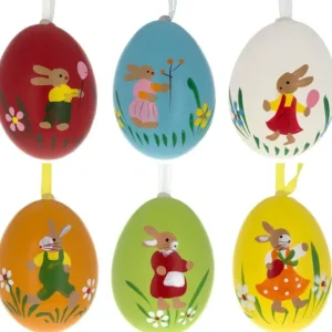 Set Of 6 Real Easter Egg Ornaments With Bunnies Decorations - CaringForTots - Professional Baby and Children's Products | Caring for Growth, Caring for Every Moment* Ornaments