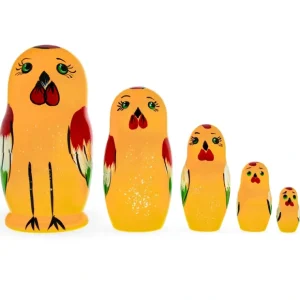 Set Of 5 Rooster Family Wooden Nesting Dolls - CaringForTots - Professional Baby and Children's Products | Caring for Growth, Caring for Every Moment* Animals
