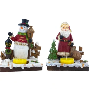 Set Of 2 Santa And Snowman Candle Holders 6 Inches - CaringForTots - Professional Baby and Children's Products | Caring for Growth, Caring for Every Moment* AL