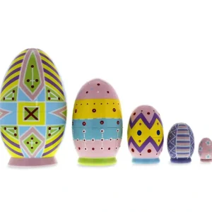 Set Of 5 Ukrainian Easter Eggs Pysanky Wooden Nesting Dolls 5 Inches - CaringForTots - Professional Baby and Children's Products | Caring for Growth, Caring for Every Moment* Easter
