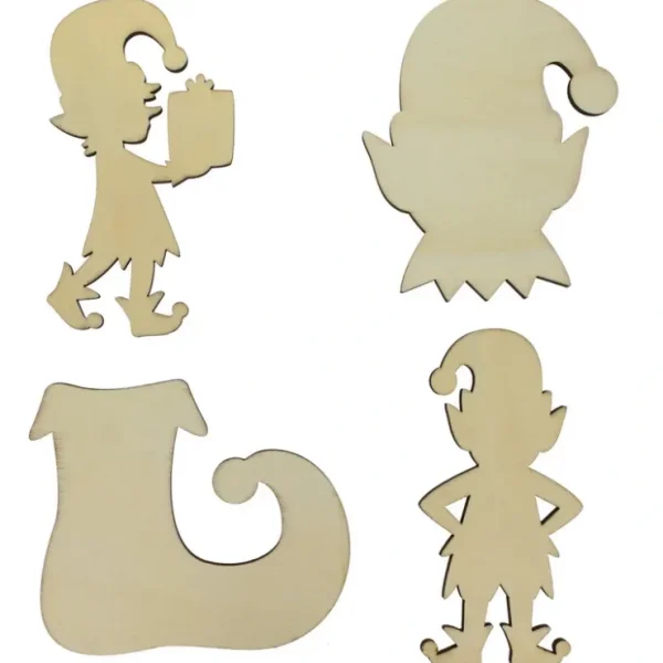 Set Of 4 Unfinished Wooden Elf Shape Cutout Diy Craft 5 Inches - CaringForTots - Professional Baby and Children's Products | Caring for Growth, Caring for Every Moment* Cutouts
