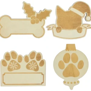 Set Of 4 Unfinished Wooden Etched Dog And Cat Shape Cutout Diy Craft 3.9 Inches - CaringForTots - Professional Baby and Children's Products | Caring for Growth, Caring for Every Moment* Cutouts
