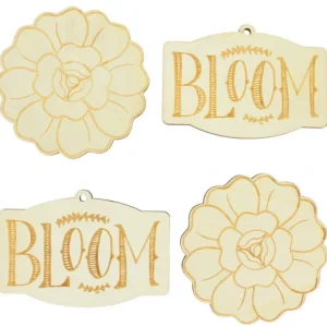 Set Of 4 Unfinished Wooden Etched Flower Bloom Cutout Diy Craft 4.9 Inches - CaringForTots - Professional Baby and Children's Products | Caring for Growth, Caring for Every Moment* Cutouts