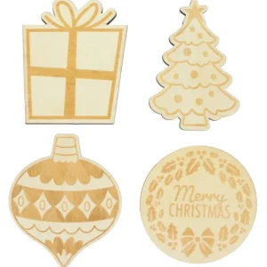 Set Of 4 Unfinished Wooden Etched Traditional Christmas Theme Cutout Diy Craft 4.9 Inches - CaringForTots - Professional Baby and Children's Products | Caring for Growth, Caring for Every Moment* Cutouts