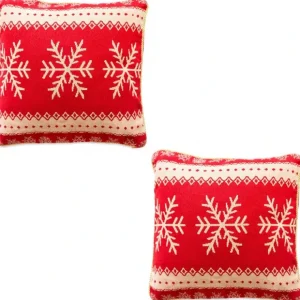 Set Of 2 White Snowflakes On Red Christmas Throw Cushion Pillow Covers - CaringForTots - Professional Baby and Children's Products | Caring for Growth, Caring for Every Moment* Pillow Covers