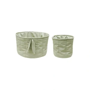 Set Of Two Quilted Baskets Olive - Bamboo - CaringForTots - Professional Baby and Children's Products | Caring for Growth, Caring for Every Moment* Quilted Baskets