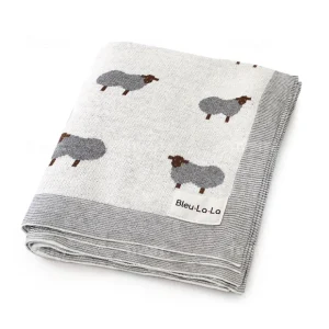 Sheep Knit Receiving Baby Blanket by Bleu La La - CaringForTots - Professional Baby and Children's Products | Caring for Growth, Caring for Every Moment* All Products