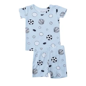 Short Lounge Wear Set - Sports Ball Blue - CaringForTots - Professional Baby and Children's Products | Caring for Growth, Caring for Every Moment* Pajamas - Short Set