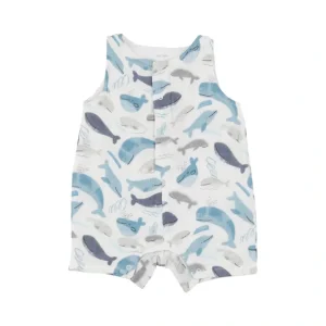 Shortie Romper - Blue Whales - CaringForTots - Professional Baby and Children's Products | Caring for Growth, Caring for Every Moment* Shorts