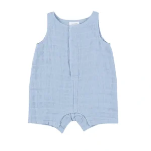 Shortie Romper - Dusty Blue Solid Muslin - CaringForTots - Professional Baby and Children's Products | Caring for Growth, Caring for Every Moment* Shorts