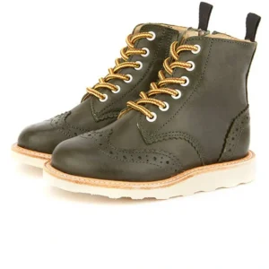 Sidney Brogue Kids Boot Hunter Green Leather - CaringForTots - Professional Baby and Children's Products | Caring for Growth, Caring for Every Moment* Boots