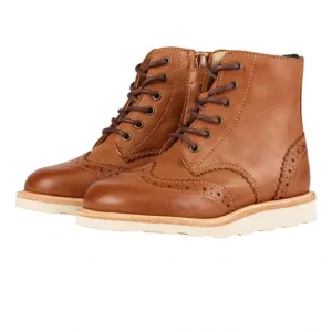 Sidney Brogue Kids Boot Tan Burnished Leather - CaringForTots - Professional Baby and Children's Products | Caring for Growth, Caring for Every Moment* Boots