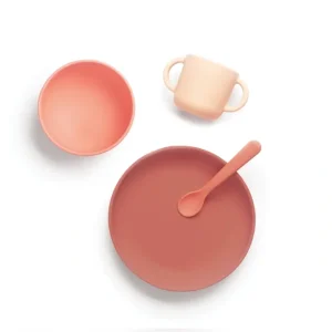 Silicone Baby Meal Set - Coral - CaringForTots - Professional Baby and Children's Products | Caring for Growth, Caring for Every Moment* dinner sets