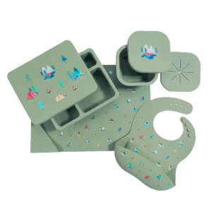 Silicone Mealtime Bundle Camper Sage Green - CaringForTots - Professional Baby and Children's Products | Caring for Growth, Caring for Every Moment* Lunch Boxes