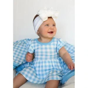 Sky Blue Gingham Dream Bodysuit Dress - CaringForTots - Professional Baby and Children's Products | Caring for Growth, Caring for Every Moment* Dresses - Short Sleeve