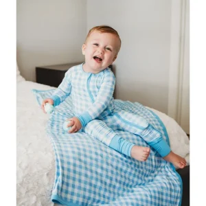 Sky Blue Gingham Dream Romper - CaringForTots - Professional Baby and Children's Products | Caring for Growth, Caring for Every Moment* Rompers - Zippered