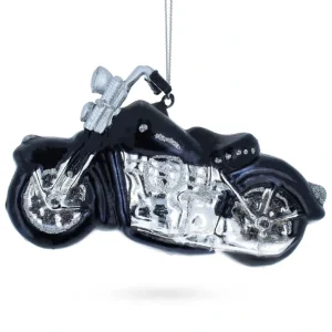 Sleek Black Motorcycle - Blown Glass Christmas Ornament - CaringForTots - Professional Baby and Children's Products | Caring for Growth, Caring for Every Moment* Ornaments
