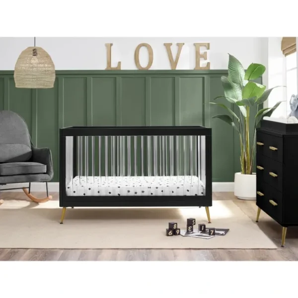 Sloane 4-in-1 Acrylic Convertible Crib - CaringForTots - Professional Baby and Children's Products | Caring for Growth, Caring for Every Moment* Furniture