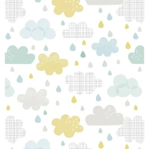 Smile It's Raining - Children's Wallpaper - Clouds And Drops Motif - CaringForTots - Professional Baby and Children's Products | Caring for Growth, Caring for Every Moment* All Products