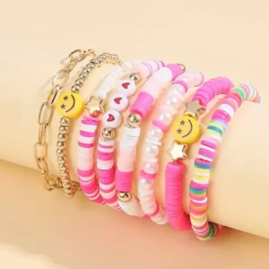 Smiley Colorful Fun Bracelet Set - Pink - CaringForTots - Professional Baby and Children's Products | Caring for Growth, Caring for Every Moment* Bracelet