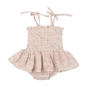 Smocked Bubble W/ Skirt - Baby's Breath Floral - CaringForTots - Professional Baby and Children's Products | Caring for Growth, Caring for Every Moment* Rompers - Bubble