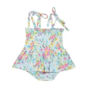 Smocked Bubble W/ Skirt - Little Buttercup Floral - CaringForTots - Professional Baby and Children's Products | Caring for Growth, Caring for Every Moment* Rompers - Bubble