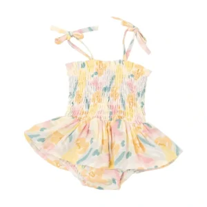 Smocked Bubble W/ Skirt - Paris Bouquet - CaringForTots - Professional Baby and Children's Products | Caring for Growth, Caring for Every Moment* Rompers - Bubble
