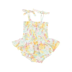 Smocked Bubble W/ Skirt - Spring Meadow - CaringForTots - Professional Baby and Children's Products | Caring for Growth, Caring for Every Moment* Rompers - Bubble