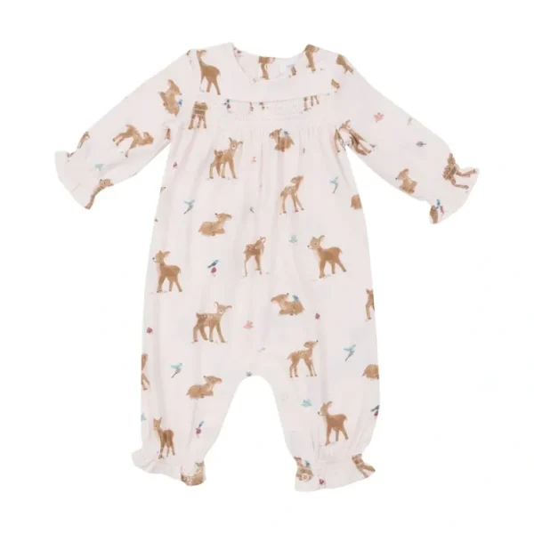 Smocked Romper - Soft Deer - CaringForTots - Professional Baby and Children's Products | Caring for Growth, Caring for Every Moment* Rompers - Smocked