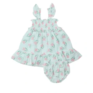 Smocked Ruffle Sundress & Diaper Cover - Tulips - CaringForTots - Professional Baby and Children's Products | Caring for Growth, Caring for Every Moment* Dresses - Twirl