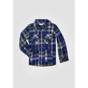 Snow Fleece Shirt - Olive Navy Plaid - CaringForTots - Professional Baby and Children's Products | Caring for Growth, Caring for Every Moment* Boys