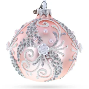 Snow Swirls On Pink Glass Ball Christmas Ornament 3.25 Inches - CaringForTots - Professional Baby and Children's Products | Caring for Growth, Caring for Every Moment* Christmas Tree Ornaments