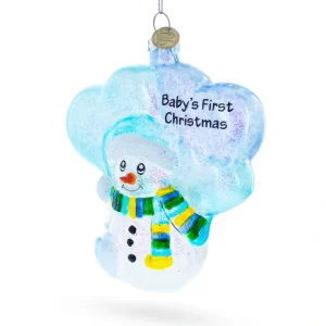 Snowman Celebrating Baby's First Christmas - Blown Glass Ornament - CaringForTots - Professional Baby and Children's Products | Caring for Growth, Caring for Every Moment* Christmas Tree Ornaments