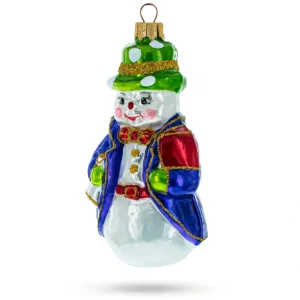 Snowman In Purple Jacket Glass Christmas Ornament - CaringForTots - Professional Baby and Children's Products | Caring for Growth, Caring for Every Moment* Christmas Tree Ornaments