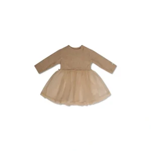 Solly Rib Tulle Baby Dress - Light Cappuccino - CaringForTots - Professional Baby and Children's Products | Caring for Growth, Caring for Every Moment* Clothing
