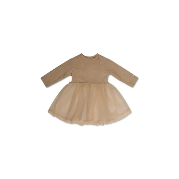 Clothing | Solly Rib Tulle Baby Dress - Light Cappuccino - CaringForTots - Professional Baby and Children's Products | Caring for Growth, Caring for Every Moment