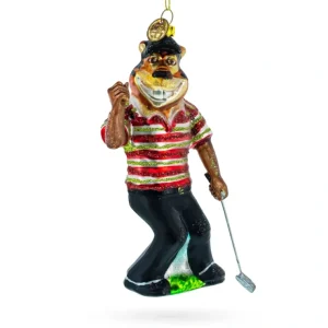 Sporty Tiger Engaged In Golf - Blown Glass Christmas Ornament - CaringForTots - Professional Baby and Children's Products | Caring for Growth, Caring for Every Moment* Christmas Tree Ornaments