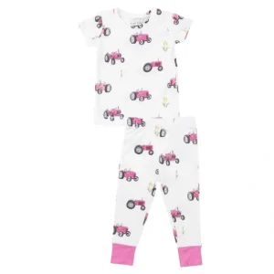 S/s Loungewear Set - Pink Tractors - CaringForTots - Professional Baby and Children's Products | Caring for Growth, Caring for Every Moment* Pajamas - Long Set
