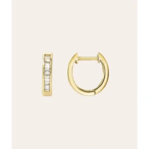 Stacked Baguette Diamond Huggie Earrings - CaringForTots - Professional Baby and Children's Products | Caring for Growth, Caring for Every Moment* All Products